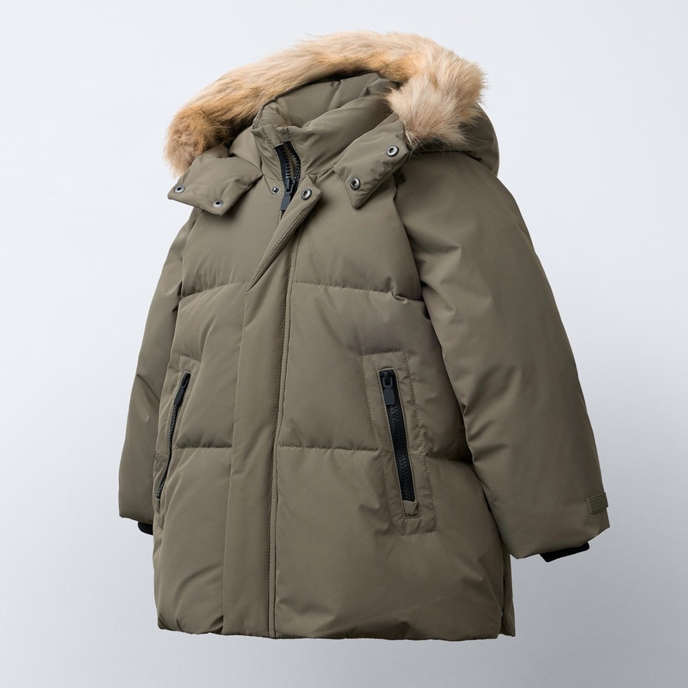 Zara Kids Puffer Jacket with Faux Fur Hood